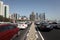 Traffic on the corniche road in Doha, Qatar