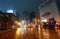 Traffic crosses the bridge to Tokyo`s Akihabara district on a rainy night