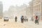 Traffic and dust at Boudha Road in Kathmandu, Nepal