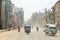 Traffic and dust at Boudha Road in Kathmandu, Nepal