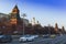 Traffic on the embankment under the walls of the Moscow Kremlin