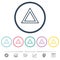 Traffic emergency triangle flat color icons in round outlines