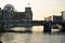 Traffic jam on the bridge crossover Spree river with Reichstag building