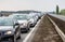 Traffic jam on highway between Prague and Brno due to road works
