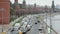 Traffic jam on road along Kremlin walls in Moscow