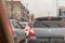 Traffic jam with row of cars in the Mingora swat during rush hour: Swat, Pakistan on June 10, 2023.