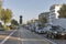 Traffic jams on Claudio Tintori waterfront street in Rimini, Italy.