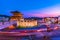 Traffic at Janganmun Gate at Hwaseong Fortress Twilight Sunset in Suwon South Korea.22 August 2019