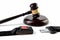 Traffic Laws concept with car seat belt and Judge`s gavel