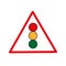 Traffic light ahead sign. Isolated navigation emblem. Regulation concept. Road laws. Vector illustration. Stock image.