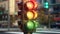 Traffic Light with a blurred street background