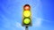 Traffic light color change from red in yellow and green