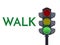 Traffic light green signals. Walk Go Flat illustration. Safety infographic. image of semaphore with text on white