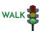 Traffic light green signals. Walk Go Flat illustration. Safety infographic. Vector image of semaphore with text on white