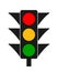 Traffic light. Icon of stoplight. Red, yellow, green signals for safety on road. Stop or go. Traffic lamps on street for warning.