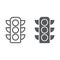 Traffic light line and glyph icon, regulation and traffic, stoplight sign, vector graphics, a linear pattern on a white
