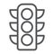 Traffic light line icon, regulation and traffic, stoplight sign, vector graphics, a linear pattern on a white background