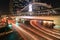 The traffic light at night on Sathon road,Thailand