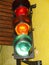 Traffic light object detail colored pedestrian Sao Paulo Brazil