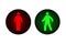 Traffic light with red and green man
