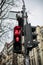 Traffic light with red light. Traffic light signal semaphore located in Kiev city, Ukraine