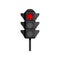 Traffic light with red stop signal isolated on white background
