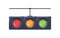 Traffic light with red, yellow, green signals. Horizontal stoplight with stopping, warning and allowing led lamps on