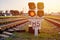 Traffic light show red signal on a railway, close up