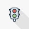 Traffic light thin line flat color icon. Linear vector symbol. Colorful long shadow design.