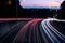 Traffic light trails at dusk down Ryde Road, seen from the Pacific Highway Bridge at Pymble