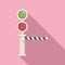 Traffic lights barrier icon flat vector. Train road