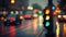 Traffic Lights Blur Through Rainy Streets Desktop Wallpaper. Generative AI