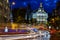 Traffic lights on Gran via street at night