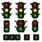 Traffic lights icons set, cartoon style