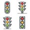 Traffic lights icons set line color vector