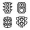 Traffic lights icons set, outline style
