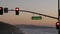 Traffic lights, pacific coast highway, California. Road trip along ocean in dusk