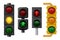 Traffic lights realistic. Urban light objects on road vector signs for transport