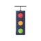 Traffic lights with red, yellow, green signals on. Stoplight with led lamps. Semaphore with stopping, warning and