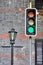Traffic lights and road lamp