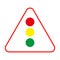 Traffic lights sign. Triangular road symbol. Attention element. Regulation concept. Vector illustration. Stock image.