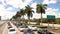 Traffic on Mc Arthur Causeway Bridge to Miami Beach - MIAMI, USA APRIL 10, 2016