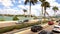 Traffic on Mc Arthur Causeway Bridge to Miami Beach - MIAMI, USA APRIL 10, 2016