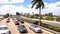 Traffic on Mc Arthur Causeway Bridge to Miami Beach - MIAMI, USA APRIL 10, 2016