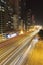 Traffic in modern city at night, Connaught Road hk