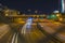 Traffic at night  light trails on the highway police lights red trails