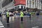 Traffic officers direct traffic on intersection of Herald Square NYC