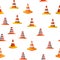 Traffic Orange Cones Vector Seamless Pattern