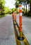 Traffic Orange Lane Dividers Barrier At The Entrance of a Park