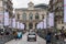 Traffic and people walking on Faidherbe street. Lille, France.